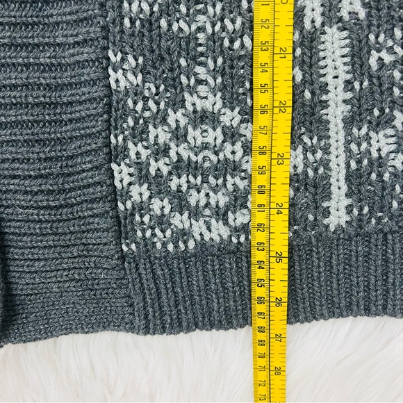 NWT! Talbots Mid Length Wool Blend Chunky Knit Geometric Gray Metallic Thread - Picture 10 of 12